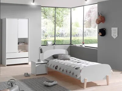 Produktbild von Diese KIDDY-Kombination besteht aus einem Bett (90x200) mit einem Nachttisch und einem Kleiderschrank mit 2 Türen.