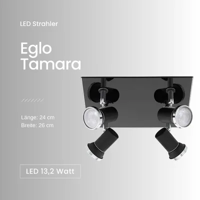 Obrázok produktu pre Eglo 33678 TAMARA 1 LED reflektor 4x3W 240x260mm čierny chróm IP44
