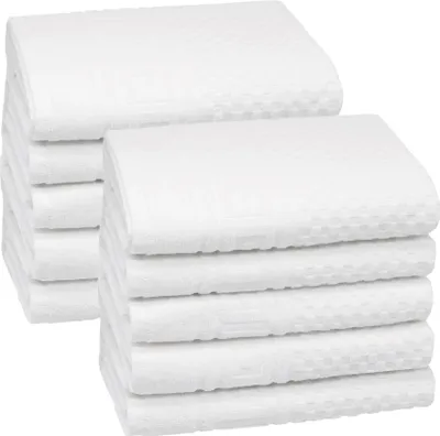 Produktbild von 10er Set Handtücher, Baumwolle, 50x100 cm, weiß mit Waffelmuster