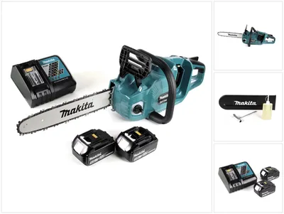 Zdjęcie produktu dla Makita DUC 355 RT2 akumulatorowa pilarka łańcuchowa 36V ( 2x18V ) bezszczotkowa 35 cm + 2x akumulator 5,0 Ah + ładowarka