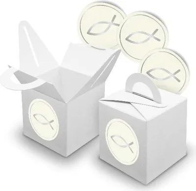 Produktbild von itenga SET 24x Würfelboxen mit Griff Weiß (V42) + Motivsticker (M158)