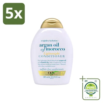 Zdjęcie produktu dla 5 x Odżywka do włosów OGX Argan Oil of Morocco - Lekka formuła - 385 ml - Opakowanie zbiorcze - 5 sztuk