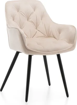 Produktbild von NEW HOME Stuhl SIENA gespolsterter Esszimmerstuhl Wohnzimmerstuhl mit Steppung - beige - moderne Samt Velours Möbel