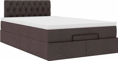Produktbild von Ottoman-Bett mit Matratze Dunkelbraun 120x200 cm Stoff