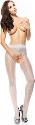 Obrázek produktu pro Lesklé punčocháče bez rozkroku se švem 20 DEN stříbrná-XXL (46)
