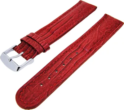 Produktbild von Uhrenarmband Kalbsleder in Teju-Prägung Rot Ton in Ton 18mm NEU