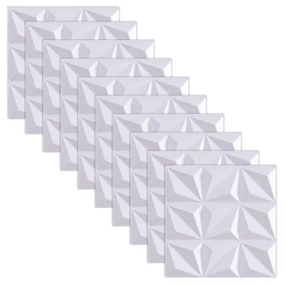 Obrázok produktu pre Omgoods – 3D nástenné panely, samolepiace, 30x30 cm, sada 10 kusov, biela farba