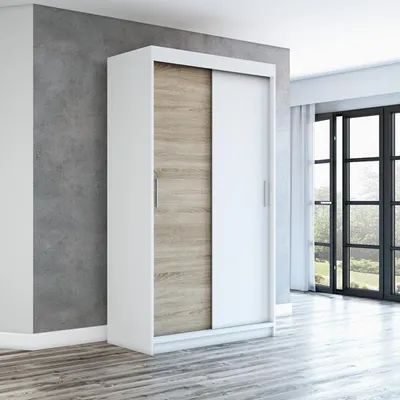 Produktbild von Schwebetürenschrank, 2-türig Schrank! Moderne Garderobe für Kleidung. Verschiedene Farben (Weiß, Schwarz, Somona) Kleiderschrank PAX 120 cm