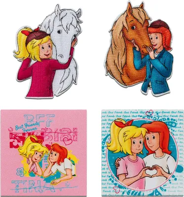 Produktbild von Mono-Quick Bibi & Tina © Set 4 Stück - Aufnäher, Bügelbild, Aufbügler, Applikationen, Patches, Flicken, Zum Aufbügeln