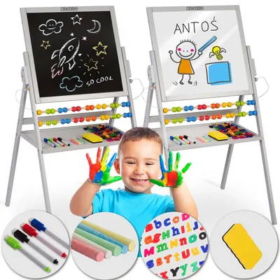 Produktbild von Ricokids Magnetische Kreidetafel, drehbar - Grau