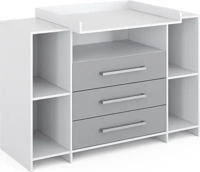Produktbild von Vicco Wickelkommode Oskar, 143 x 100 cm XL mit Schubladen, Grau