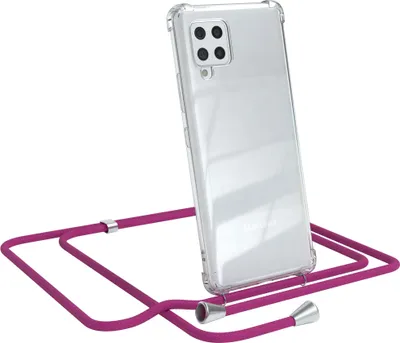 Produktbild von EAZY CASE Handykette kompatibel mit Samsung Galaxy A42 5G, Handyhülle mit Umhängeband, Handykordel, Schutzhülle Clear, Band in Rosa