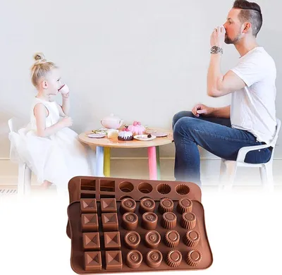 Produktbild von Silikon-Schokoladenform Wiederverwendbare Schokoladenbackform Werkzeug - Set von 3 - Verschiedene Formen Pralinenformen - Antihaft-Gelee Herstellen DIY für Schokoladen Süßigkeiten Tortendekoration