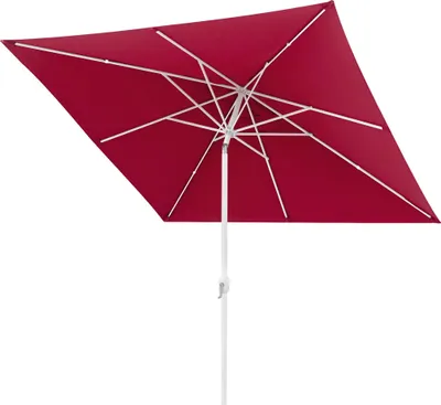 Produktbild von Sonnenschirm 3x3m quadratisch bordeaux Garten Balkon knickbar mit Kurbel UV-Schutz Gestell weiß paramondo interpara