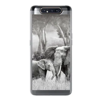 Produktbild von MuchoWow® Handyhülle Schutzhülle Hülle für Samsung Galaxy A80 Elefant - Tiere - Natur - Schwarz und weiß Silikon Softcase Handy Hülle - Schutzdeckel