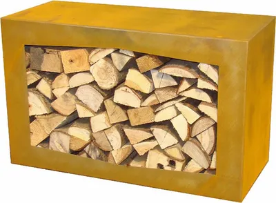 Produktbild von YERD Kamin Feuer Holz Box Regal aus Corten Stahl 80x50x35cm Metall Edel Rost