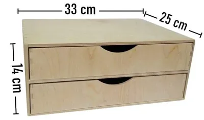 Produktbild von Holzschublade A4, doppelt breit, unbehandeltes Holz, Büro Aufbewahrung