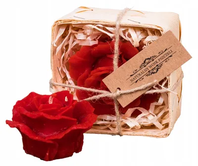 Produktbild von Łysoń Bienenwachs Kerze Rote Rose Traditionell