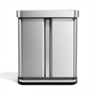 Productafbeelding van simplehuman CW2209, 58 liter, rechthoekige afvalemmer met dubbele compartimenten en zakhouder, mat zwart