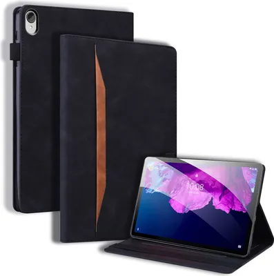 Produktbild von Case2go - Hülle kompatibel mit Lenovo Tab P11 - Mit Kartenhalter - Kunstleder  Tablet Case Schutzhülle - Schwarz