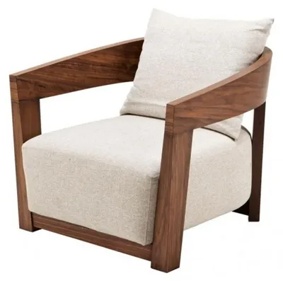 Produktbild von Casa Padrino Luxus Art Deco Sessel aus Mahagoni Holz in Walnussbraun und Hellgrau - 74 x 76 x 76 cm