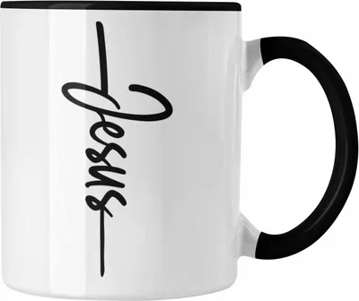 Produktbild von Trendation - Jesus Christus Tasse Bibel Geschenk Kreuz Glauben Kirche Christliche Geschenkidee (Schwarz)