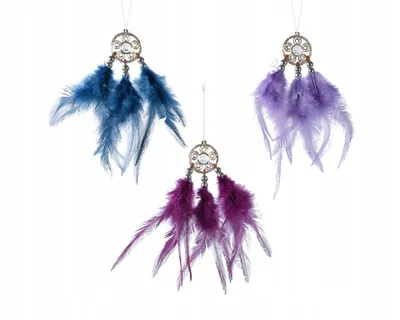 Imagen del producto de Colgante de atrapasueños con plumas, 13 x 4 cm, 1 unidad.