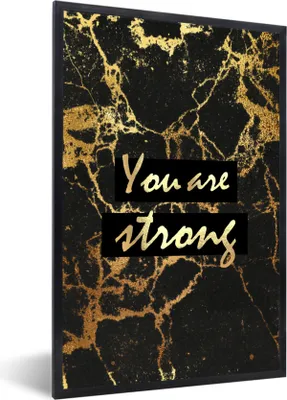 Produktbild von MuchoWow® Gerahmtes Poster Zitat - Motivation - Gold - Marmor 20x30 cm - Poster mit Schwarzem Bilderrahmen Wandposter Rahmen Foto Bilder - Drucken - Bilder Poster im Rahmen