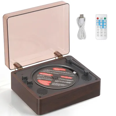 Produktbild von LEADZM CD Player mit Akku, Tragbarer Bluetooth CD-Player,10W Dual‑Stereo‑Lautsprecher, USB‑AUX‑Kopfhöreranschluss, Fernbedienung,dunkelbraun