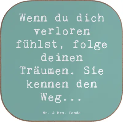 Produktbild von Mr. & Mrs. Panda Untersetzer für Gläser Spruch Selbstzweifel und Träume - Meeresbrise - Geschenk, Weg finden, Stimmungen, Getränkeuntersetzer, Coaster, Motivation, Gefühl