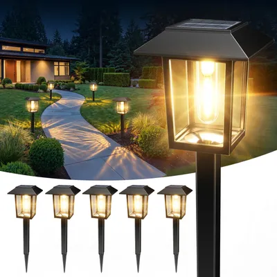 6er-Set Solar-Gartenleuchten, LED, warmweiß, IP65
