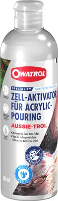A bottle of Owatrol Aussie-Trol, a cell activator for acrylic pouring.