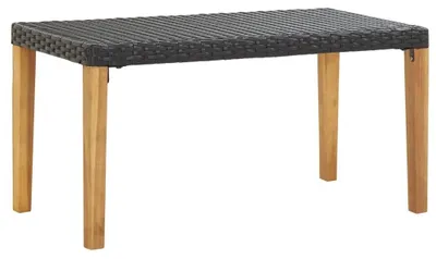 Image de Banc de jardin en polyrotin et en bois d'acacia, 120 cm