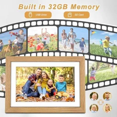 Obrázok produktu pre Digitálny fotorámik s WiFi – drevený rám – HD displej 10,1 palca