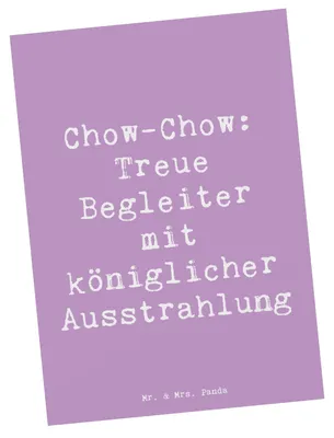 Produktbild von Mr. & Mrs. Panda Postkarte Spruch Chow-Chow Treue Begleiter - Lavendeltraum - Geschenk, Fotokarte, Ansichtskarte, Ruhe, Hunderasse, Grußkarte, Hunderassen Pflege