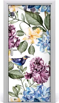 Produktbild von Tulup Türaufkleber 95x205 cm Dekorative Aufkleber Selbstklebend Wasserdichte Tapete Abnehmbar Schlafzimmer Wohnzimmer Wohnkultur - Blumen und Vögel