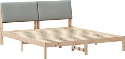 Zdjęcie produktu dla Rama łóżka vidaXL, kolor brązowy i jasnoszary, wymiary 200 x 200 cm, wykonana z litego drewna sosnowego