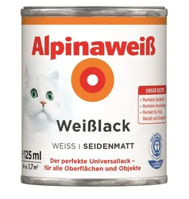 Produktbild von Alpina Weißlack 125 ml seidenmatt