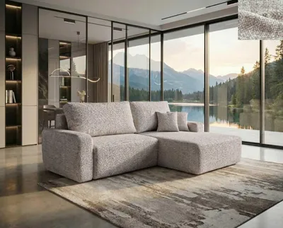 Obrázok produktu pre Rohová pohovka NORDELO SAVONA s rozkladacou funkciou, úložným priestorom a poťahom HAGA30, pohodlná sedacia súprava 260 x 170 cm