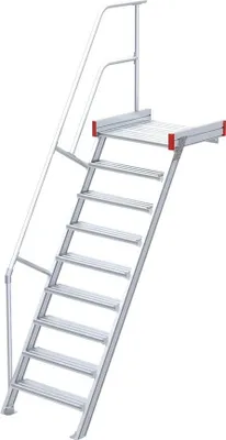 Produktbild von Euroline 511 Podesttreppe 60° 800mm Stufenbreite 9 Stufen Alu gerieft