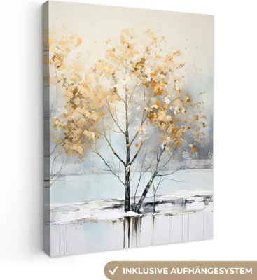 Produktbild von MuchoWow® - Leinwandbilder - Winter - Bäume - Natur - Acryl - Kunst, Wandbild, Wanddeko Bilder Wohnzimmer, 30x40 cm