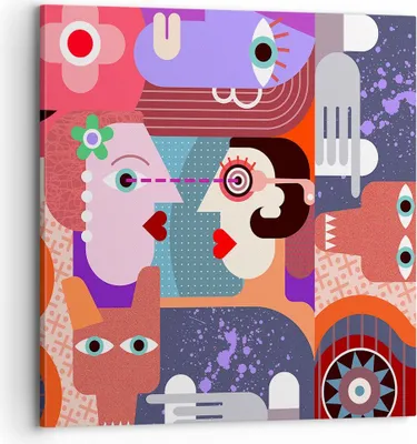 Produktbild von Bild auf Leinwand - Leinwandbild - Abstraktion modern - 70x70cm - Wand Bild - Wanddeko - Wandbilder - Leinwanddruck - Bilder - Kunstdruck - Wanddekoration - Leinwand bilder - Wandkunst - AC70x70-3984