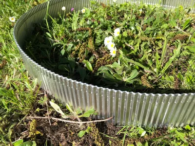 Produktbild von Rasenkante Begrenzungsleiste Typ Rille-Welle Aluminium 1mm biegsam 150x1875mmAluminium Abtrennung Grab Garten Begrenzungsleiste für Rasenroboter