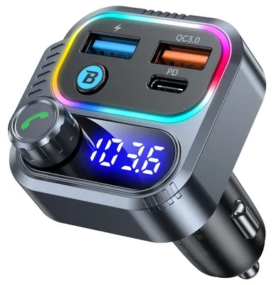 Produktbild von INF Auto Bluetooth MP3-Transmitter mit PD30W USB-C-Ladegerät und Dual USB 5V/2.4A, Bluetooth 5.3, MP3 WMA WAV-Unterstützung