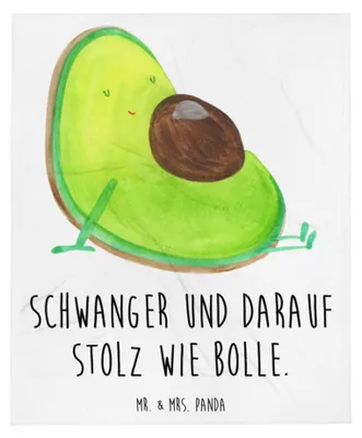 Produktbild von Mr. & Mrs. Panda Tagesdecke Avocado Schwangerschaft - Weiß - Geschenk, Bettdecke, Plaid, Sofaüberwurf, Schwanger, Wohndecke, Geburt, Decke, Gesund
