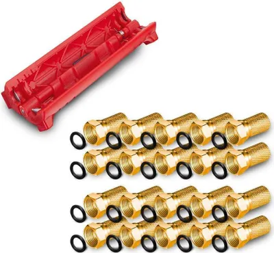 Produktbild von ARLI Abisoliermesser + 20 F - Stecker vergoldet breite Mutter + Dichtring Abisolierwerkzeug