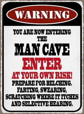 Produktbild von vianmo Holzschild 40x30 cm warning man cave enter at your risk