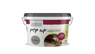 Produktbild von Schöner Wohnen Pep up Outdoor Außen Lasur Holz Carports & Zäune 1 L Silbergrau