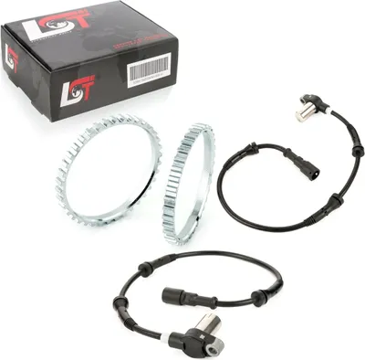 Produktbild von 2x ABS-Sensor und ABS-Ring Set Vorderachse 38 Zähne für RENAULT TWINGO I