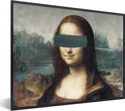 Produktbild von MuchoWow® Gerahmtes Poster Mona Lisa - Leonardo da Vinci - Gemälde 80x60 cm - Poster mit Schwarzem Bilderrahmen Wandposter Rahmen Foto Bilder - Schwarzem - Mit Gestell